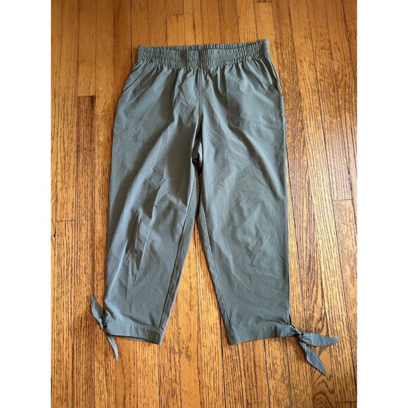 T by Talbots Green Elastic Waist Cropped Ankle Track Pants Size Medium - Picture 1 of 4